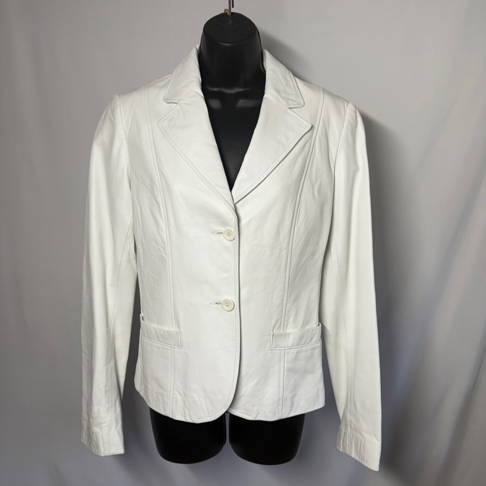 ID Collection White Leather Jacket (size: 6)